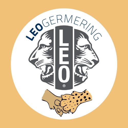 Orange-gelbes Bild mit dem Leo Logo und zwei Pfoten darunter